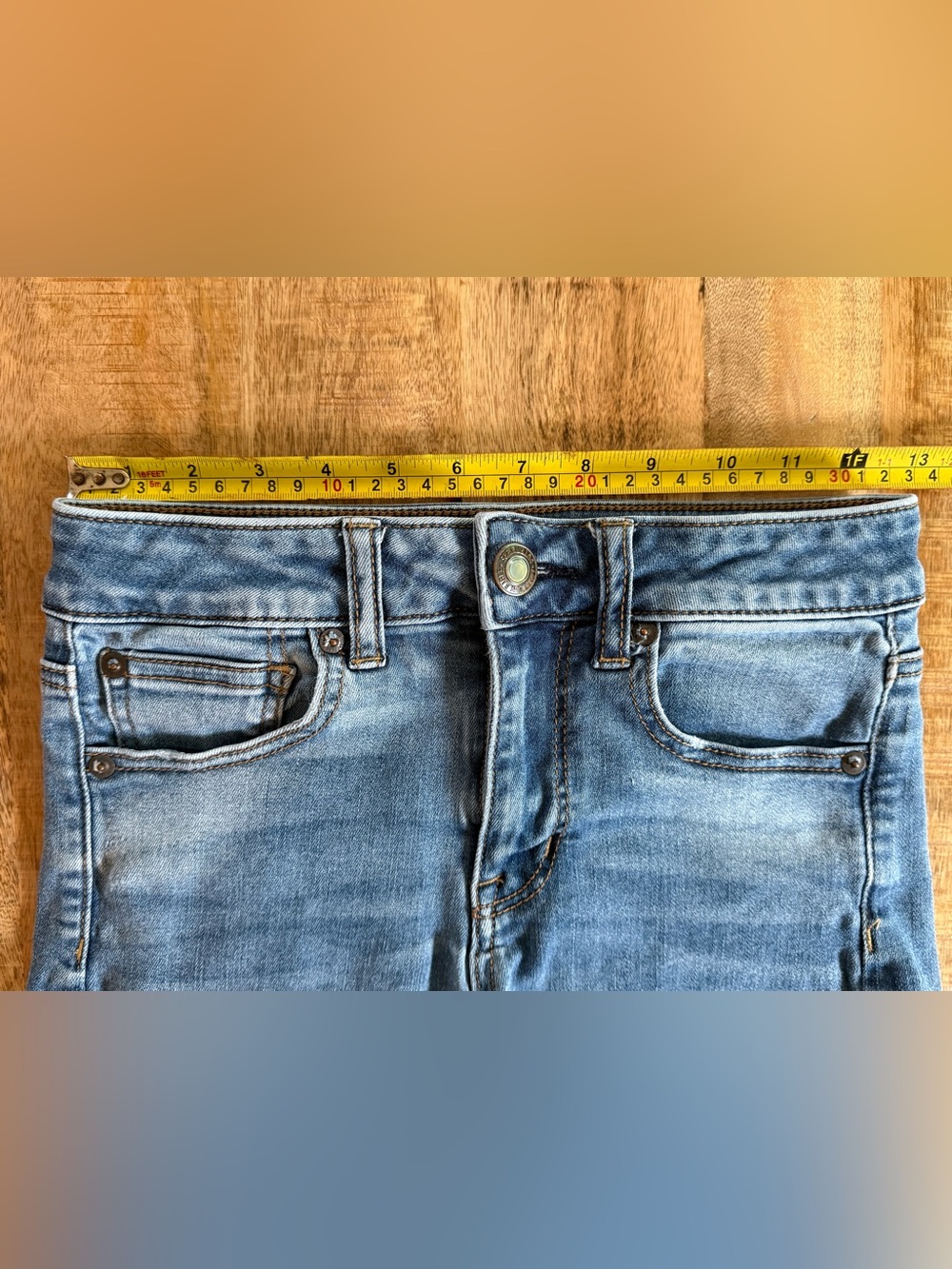 American Eagle Next Level Stretch High Rise Denim Shorts Size 2 Cuffed Raw Hem - Picture 7 of 10